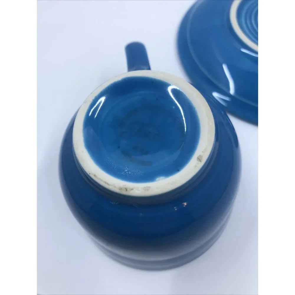Fiesta Ware Tea Cup and Saucer Peacock Blue Home Laughlin